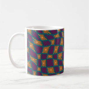 Mug Trippy super 60s Flower Checks Orange Rose