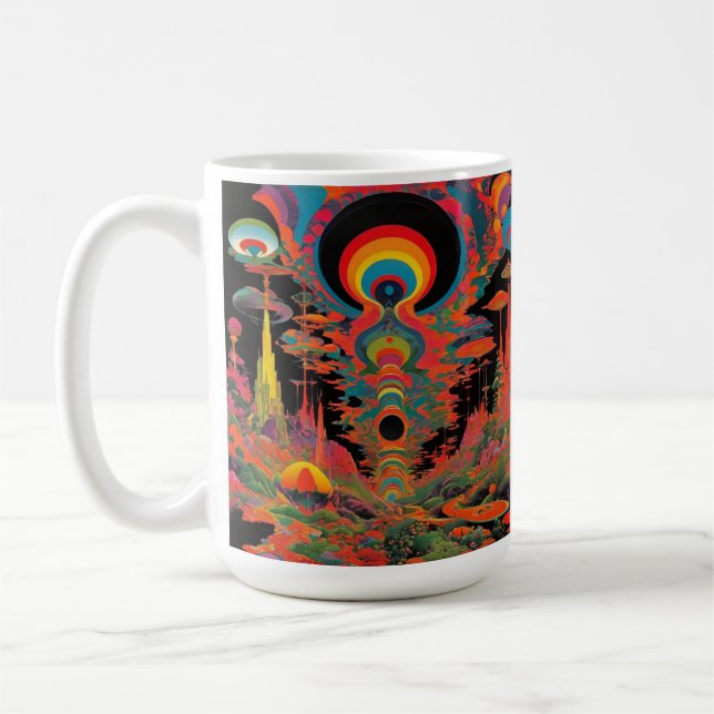 Mug Trippy Vintage 1960s Psychedelic Retro Artwork (Gauche)