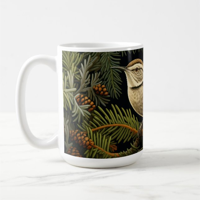 Mug Troglodyte de Bewick sur branches de sapin (Gauche)