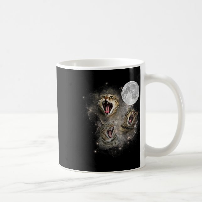 Mug Trois Chat Meow Moon drôle Mème bizarre maudit Mat (Droite)