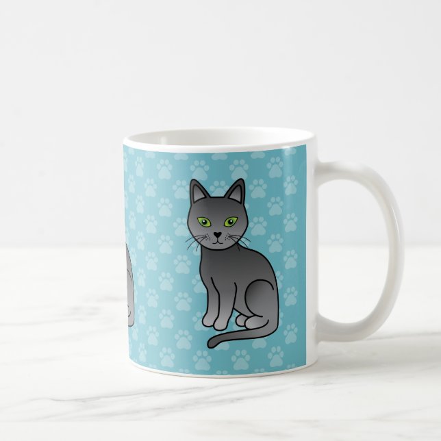 Mug Trois chats bleu russe sur fond bleu (Droite)
