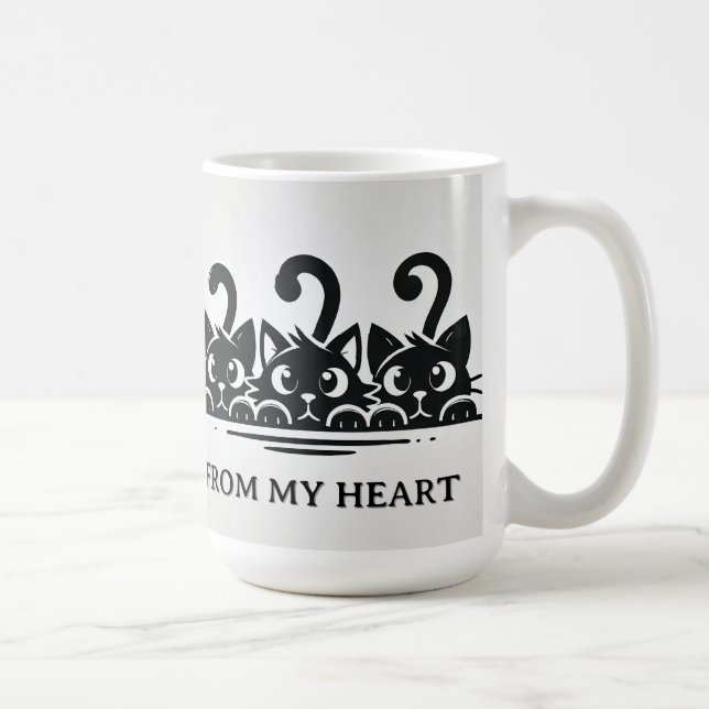Mug Trois chats de dessin animé mignons avec de grands (Droite)