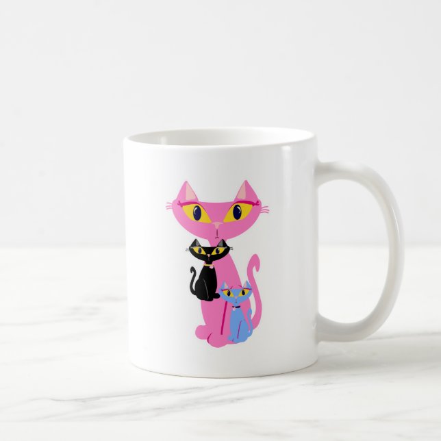 Mug Trois chats Sassy Retro Illustration (Droite)