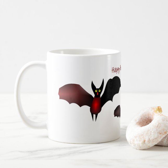 Mug Trois chauves-souris volantes Halloween (Avec donut)