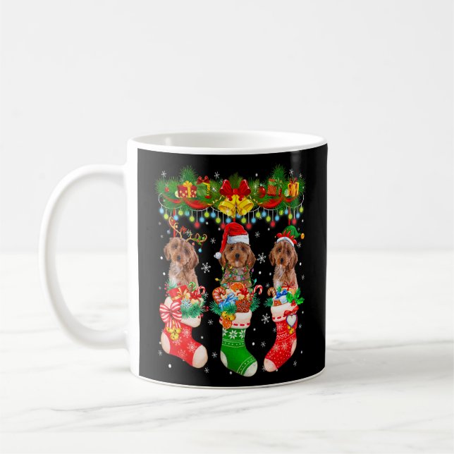 Mug Trois Chiens De Cockapos D'Elfe De Rennes De Père  (Gauche)