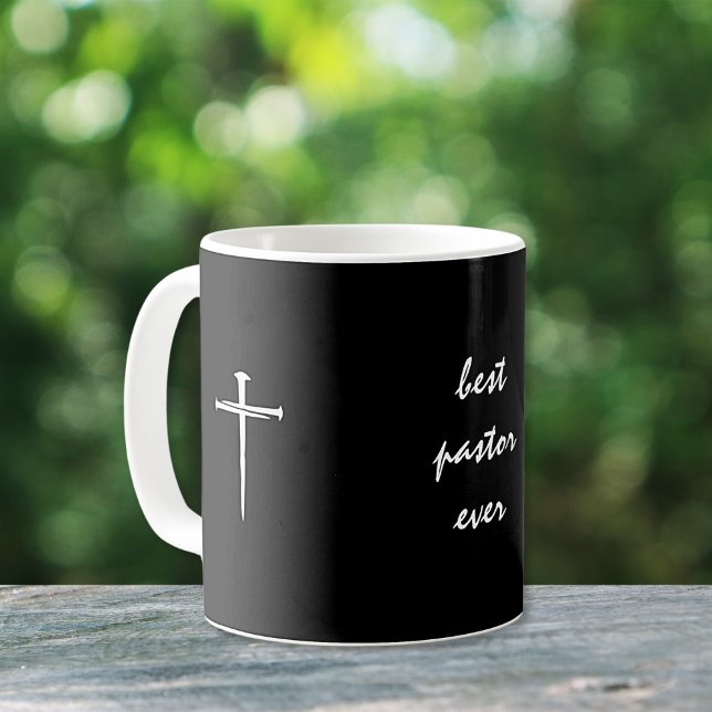 Mug Trois clous meilleur pasteur jamais chrétien (Three Nails White Cross Personalized for Pastor)