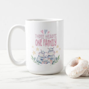 Mug Trois Coeurs Une Famille Mignonne Hippopotames Ros