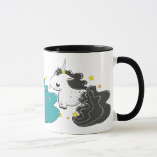 Mug trois couleurs des licornes de bande dessinée avec
