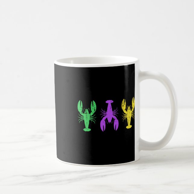 Mug Trois Crawfish À Mardi Gras Drapeau Couleurs Nouve (Droite)