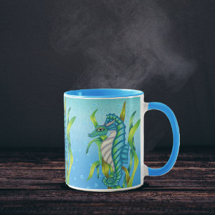 Mug Trois Dragons Bleus Vertes À Cheval De Mer Eau D'A