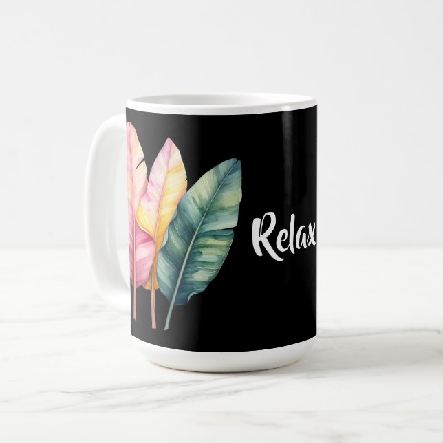 Mug Trois feuilles de banane aux couleurs pastel (Devant gauche)