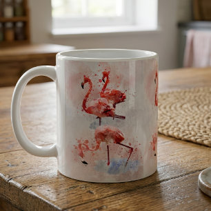 Mug Trois flamants roses en impression d'art à l'aquar