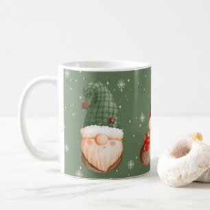 Mug Trois Gnomes Flocon de neige Rouge Vert Noël Cadea