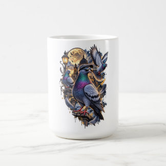 Mug Trois graphiques vintage de pigeon, Lune rétro de