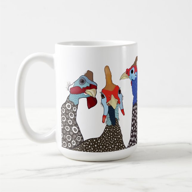 Mug Trois mignons Oiseaux à tête molle de Guinée (Gauche)