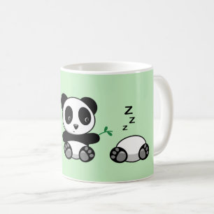 Mug Trois mignons petits pandas sur vert