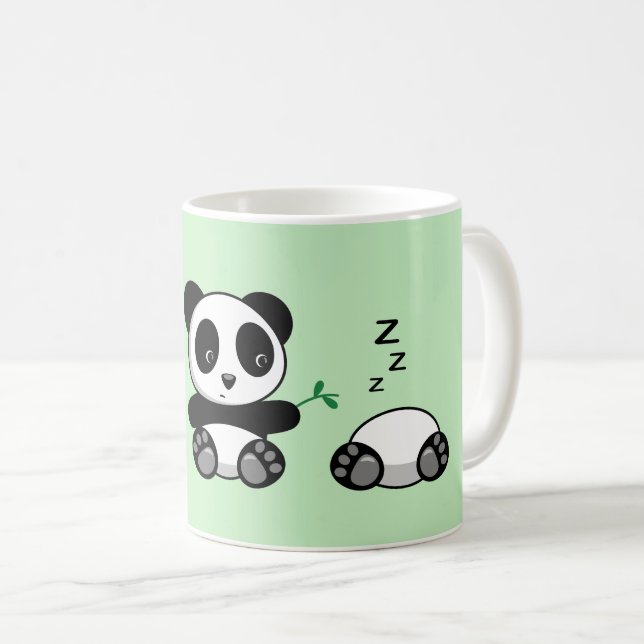 Mug Trois mignons petits pandas sur vert (Devant droit)