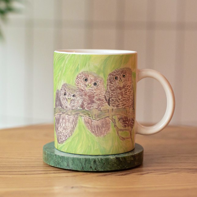 Mug Trois Petites Chouettes - peinture acrylique. (Créateur téléchargé)