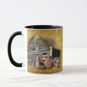 Mug Trois Petits Cochons À La Grange Rustique Snoozing