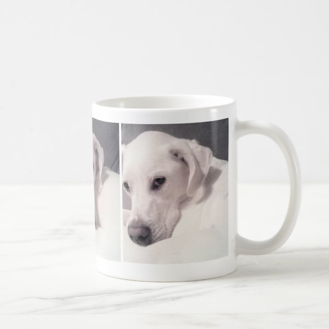 Mug Trois photos d'un joli chien blanc (Droite)