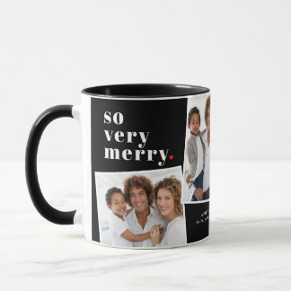 Mug Trois photos pour un très joyeux Noël sur fond noi