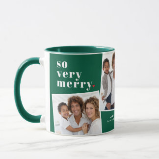 Mug Trois photos pour un très joyeux Noël sur fond ver