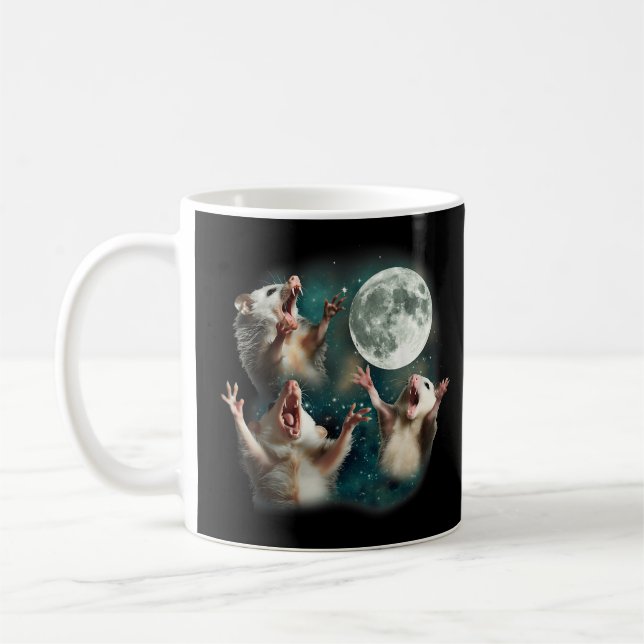 Mug Trois Possum Lune 3Opossum Drôle Bizarre Mème Maud (Gauche)