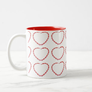 Mug - Trois rangées de perlé coeur rouge