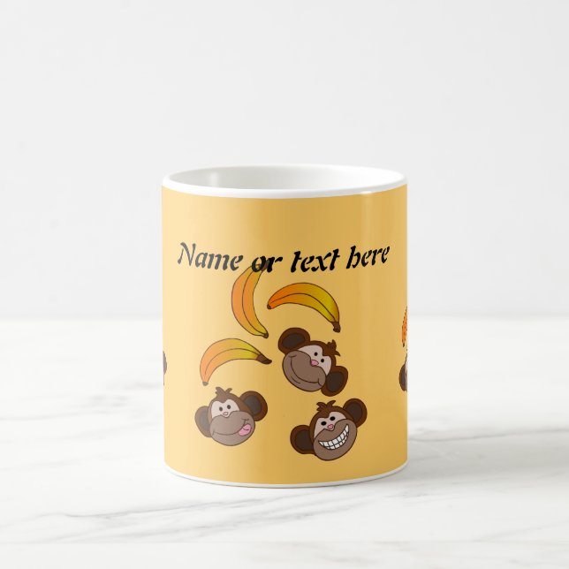 Mug Trois singes personnalisables avec des bananes (Centre)