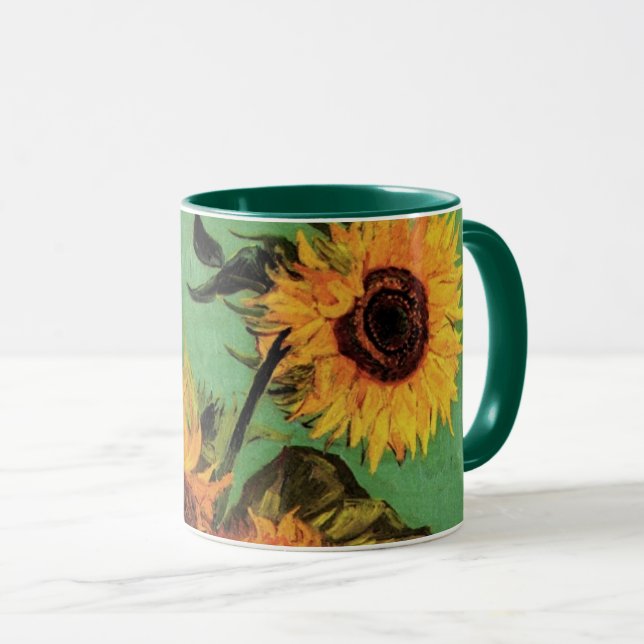 Mug Trois tournesols dans un vase par Vincent van Gogh (Devant droit)