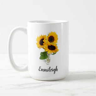 Mug Trois tournesols jaunes dans le vase Custom