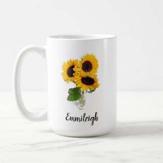 Mug Trois Tournesols Jaunes dans un Vase Personnalisé