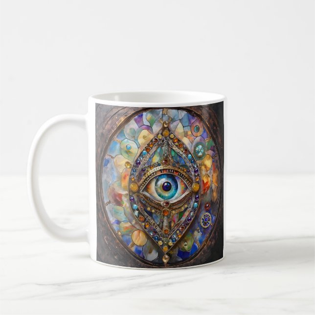Mug Troisième œil sur verre et bronze (Gauche)