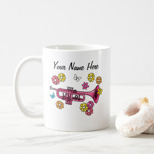 Mug Trompette florale Trumpeter Brass musicien Personn