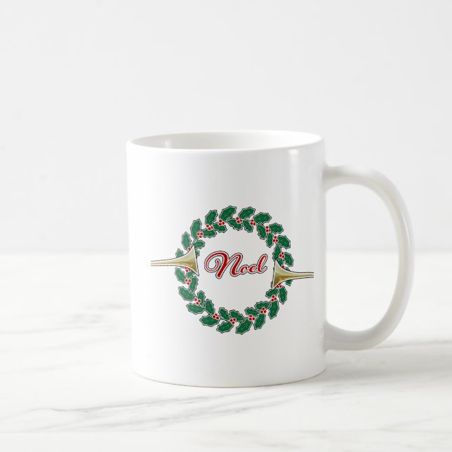 Mug Trompettes annonçant Noel : Joyeuse couronne de No (Droite)