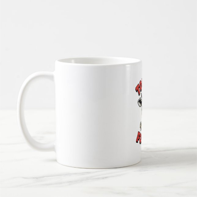 Mug Trop Cool Pour Moo Dessin De Veste Rétro De Vache  (Gauche)