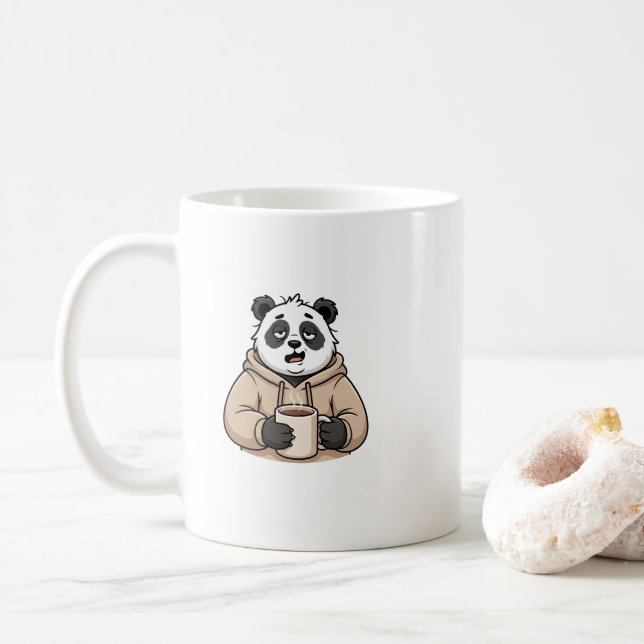 Mug Trop fatigué pour fonctionner Panda Café Dessin an (Avec donut)