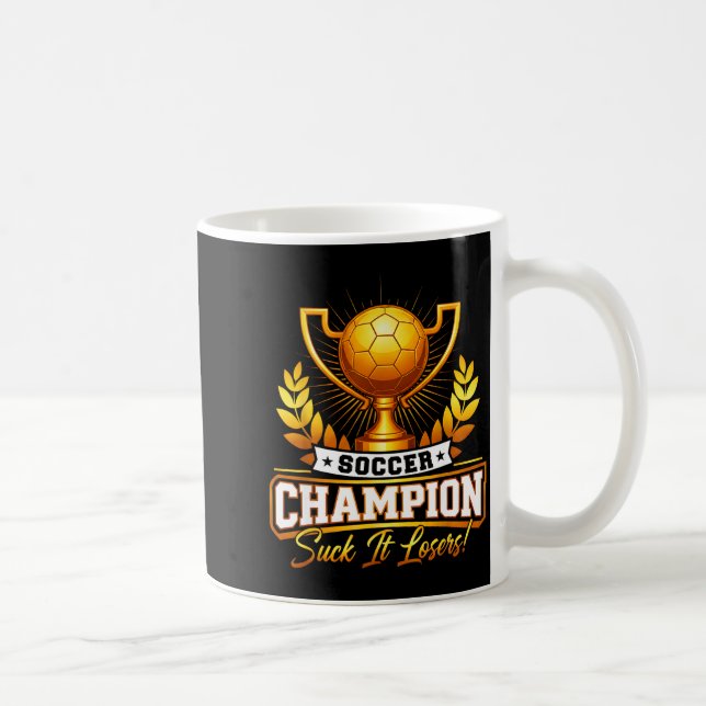 Mug Trophée de champion de football drôle  (Droite)