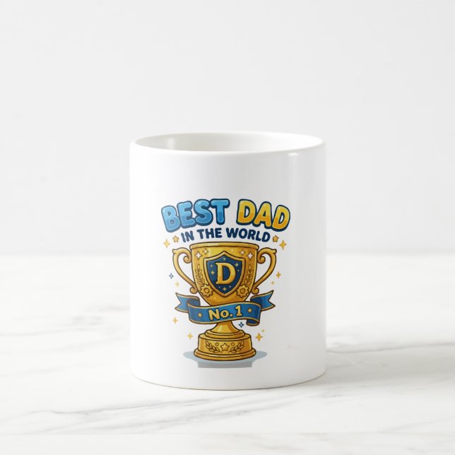 Mug Trophée Doré Meilleur Papa du Monde (Centre)
