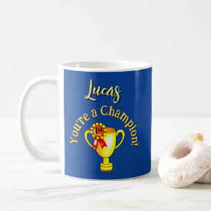 Mug Trophée personnalisé de félicitations pour le cham