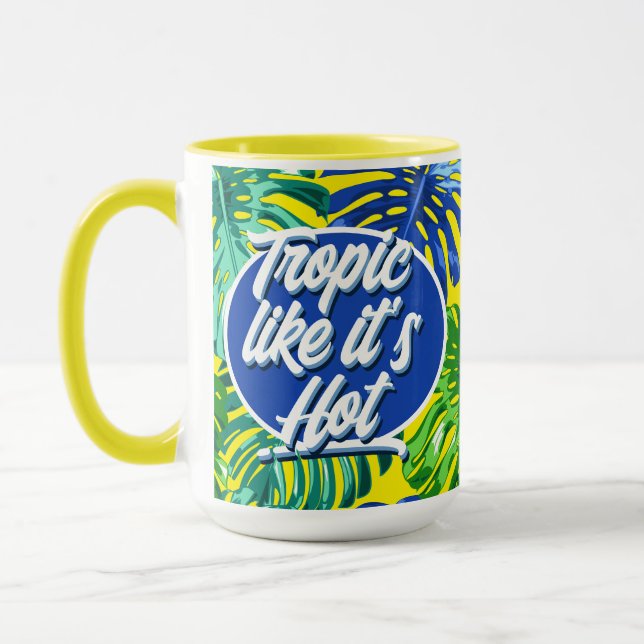 Mug Tropic Like It's Hot Green Modern Jungle Feuilles (Gauche)
