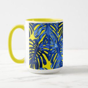 Mug Tropical Blue Jellow Jungle Feuille coloré