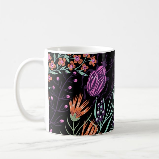 Mug Tropical Botanical and Bugs Colorful Abstract Art (Gauche)