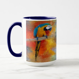 Mug Tropical Colorful bleu et jaune Macaw #4