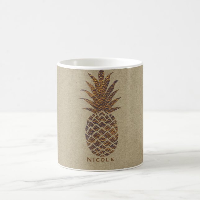 Mug Tropical de l'ananas de bronze doré personnalisé (Centre)