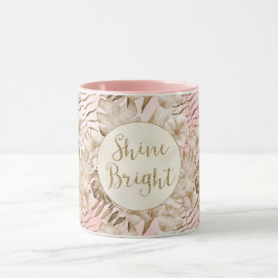 Mug Tropical Feuille Cream Blush Gold Parties scintill