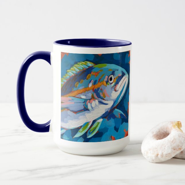 Mug Tropical Fish Painting - Beach Home Decor (Avec donut)
