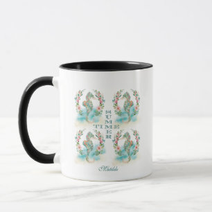 Mug Tropical Floral Wreath Seahorse, Luau HEURE D'ÉTÉ