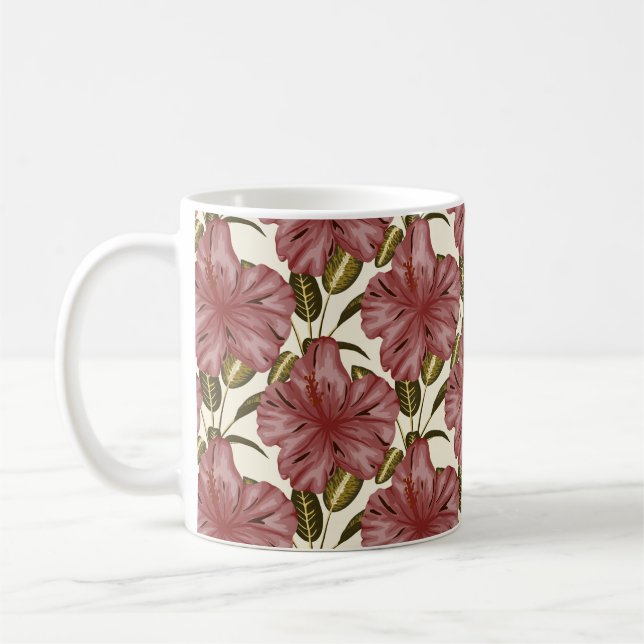 Mug Tropical flowers seamless pattern | red flowers (Gauche)
