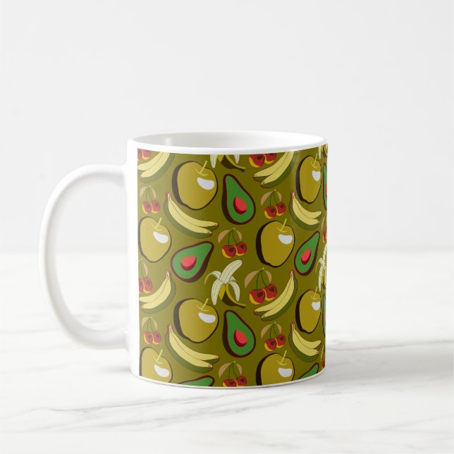 Mug Tropical fruit seamless pattern yellow (Gauche)